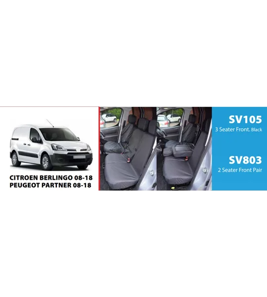 Citreon Berlingo Peugeot Partner Yrs 08-18 Tailored Seat Covers Set Heavy Duty