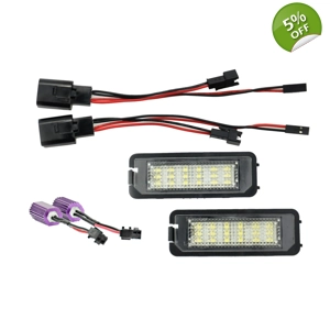 License Plate LED Number Plate Lights Golf 4, Golf 5, Golf 6 Eos 06-, Lupo 99-03, Beetle 06-, Passat CC 09-, Polo 6N2 00-02, Polo 9N 02-05, Phaeton