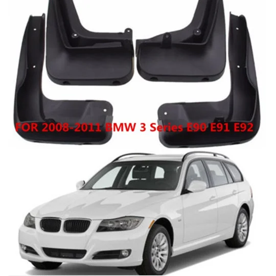 BMW E90 3 Series LCI Yrs 08-11 4pc Set Fitted Moulded Mudflaps