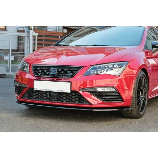 Seat Leon 5F FR 2017 on Gloss Black MAXTON Design Front Bumper Lip Spoiler Splitter