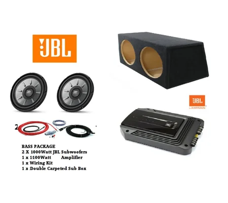2000 Watt TWIN JBL Bass Package Subs x 2, Amplifier Wiring Kit & Carpeted Box