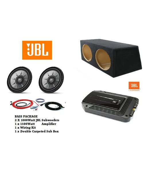 2000 Watt TWIN JBL Bass Package Subs x 2, Amplifier Wiring Kit & Carpeted Box