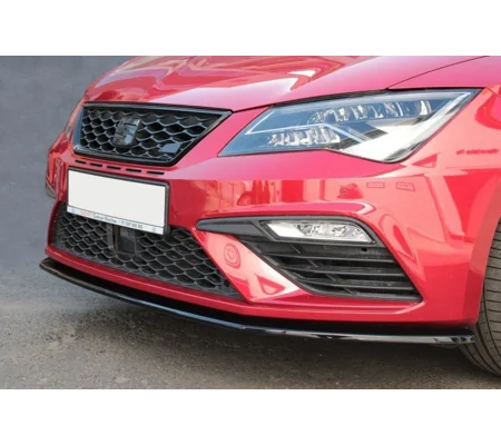 Seat Leon 5F FR 2017 on Gloss Black MAXTON Design Front Bumper Lip Spoiler Splitter
