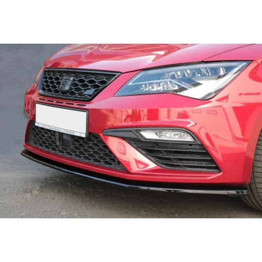 Seat Leon 5F FR 2017 on Gloss Black MAXTON Design Front Bumper Lip Spoiler Splitter