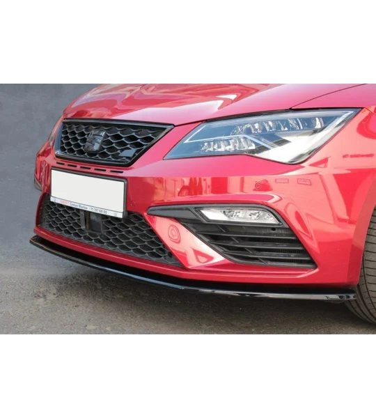 Seat Leon 5F FR 2017 on Gloss Black MAXTON Design Front Bumper Lip Spoiler Splitter