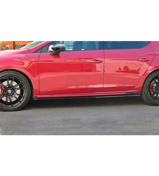 Seat Leon 5F FR 2017 on Gloss Black MAXTON Design Sideskirt Spats Diffusers Lips COPY