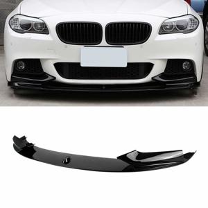 BMW 5 Series F10 F11 Yrs 10- Gloss Black M Performance Front Bumper Lip 2Pc Design
