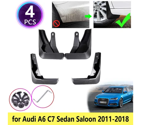 Audi A6 C7 Facelift Yrs 15-17 on 4pc Set Fitted Moulded Mudflaps