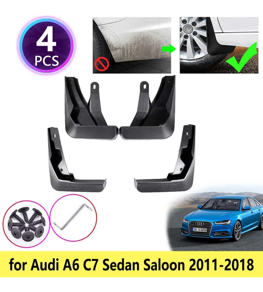 Audi A6 C7 Facelift Yrs 15-17 on 4pc Set Fitted Moulded Mudflaps