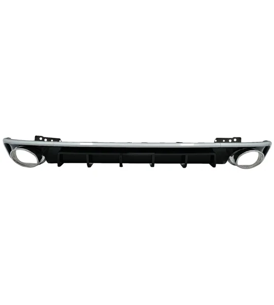 Audi A6 C8 S LIne Yrs 18 - 23 Rear Bumper Diffuser Valance W Exhaust Tips Blk & Silver