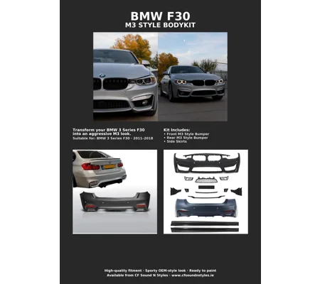 BMW 3 series F30 Yrs 11-18 M3 Bodykit, Front & Rear Bumper & Skirts