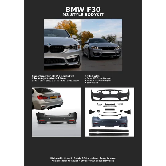 BMW 3 series F30 Yrs 11-18 M3 Bodykit, Front & Rear Bumper & Skirts