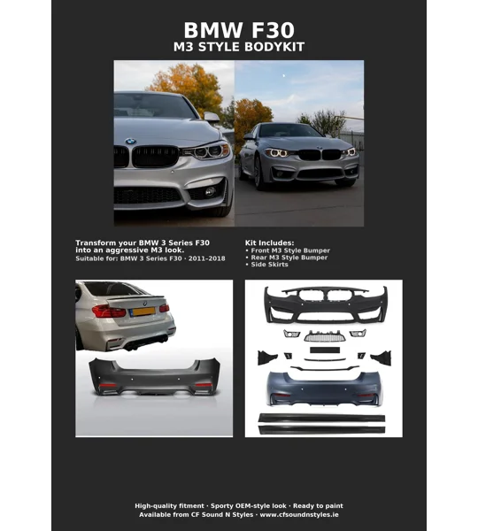 BMW 3 series F30 Yrs 11-18 M3 Bodykit, Front & Rear Bumper & Skirts