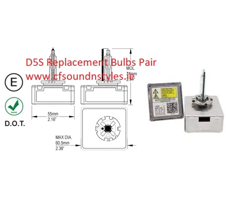 D5S HID REPLACEMENT Bulbs PAIR 6000k White