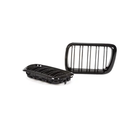 BMW E36 3 Series Yrs 96-99 Gloss Black Kidney Bonnet Grills Double Slat Design