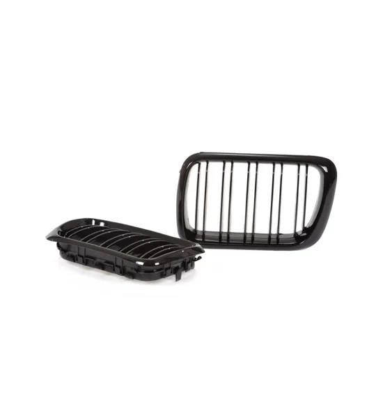 BMW E36 3 Series Yrs 96-99 Gloss Black Kidney Bonnet Grills Double Slat Design