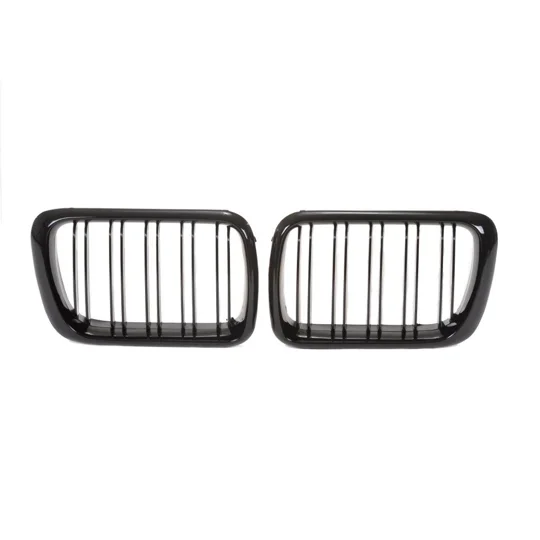 BMW E36 3 Series Yrs 96-99 Gloss Black Kidney Bonnet Grills Double Slat Design