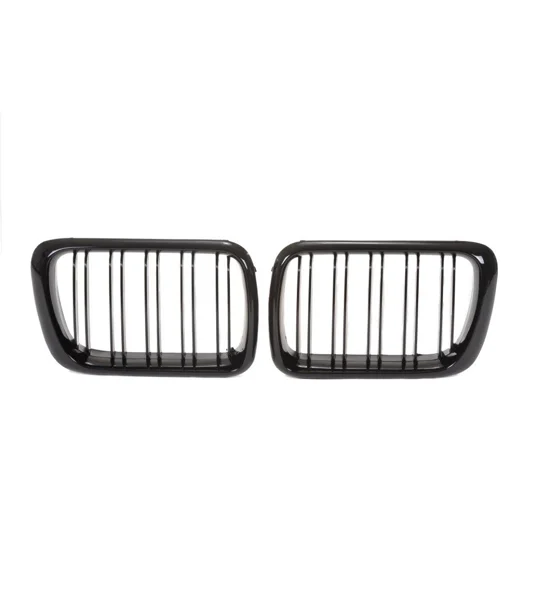 BMW E36 3 Series Yrs 96-99 Gloss Black Kidney Bonnet Grills Double Slat Design