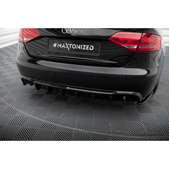 Audi A4 B8 SE Yrs 08-12, Maxton Design Gloss Black Rear Diffuser Twin Exit left Sides