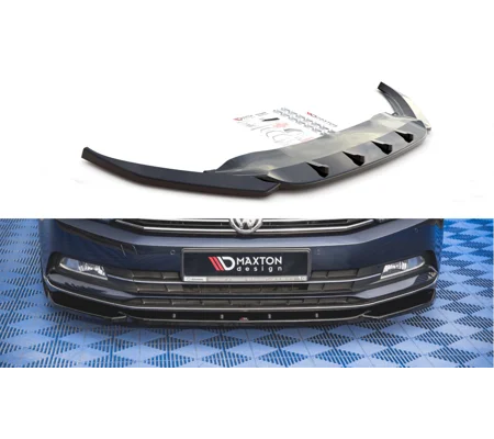VW PASSAT B8 Yrs 2014 0n Models MAXTON Design Front Bumper Lip Spoiler Splitter GLOSS BLACK
