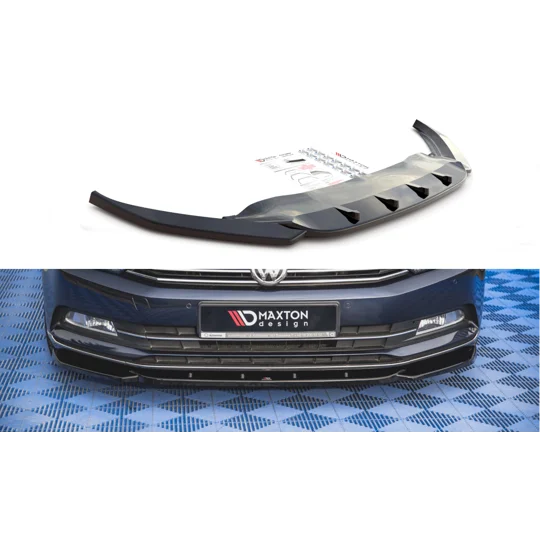 VW PASSAT B8 Yrs 2014 0n Models MAXTON Design Front Bumper Lip Spoiler Splitter GLOSS BLACK