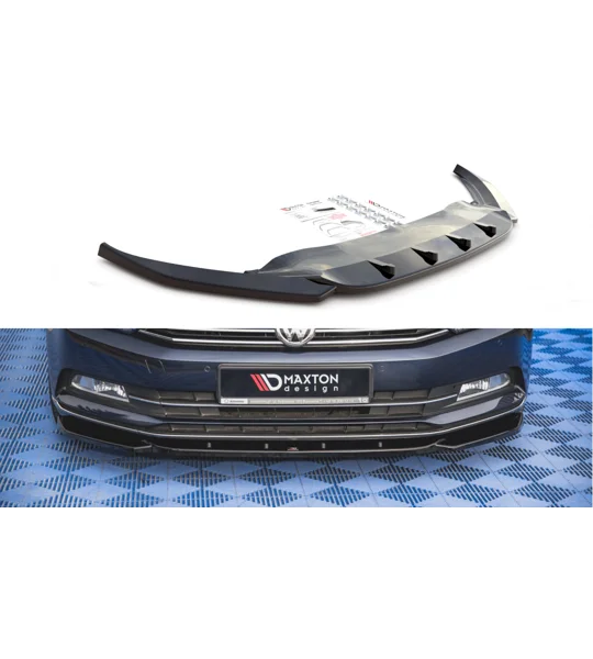 VW PASSAT B8 Yrs 2014 0n Models MAXTON Design Front Bumper Lip Spoiler Splitter GLOSS BLACK