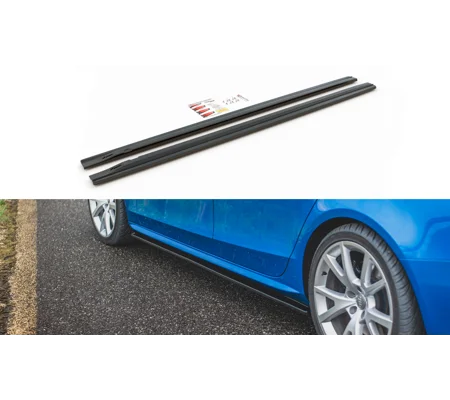 Audi A4 B8 Yrs 08-15 Gloss Black Side Skirt Diffusers Spats Splitter/Lips Maxton Design