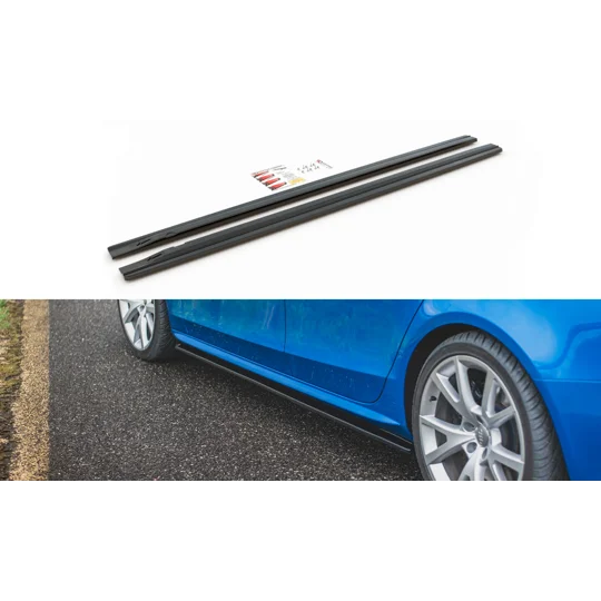 Audi A4 B8 Yrs 08-15 Gloss Black Side Skirt Diffusers Spats Splitter/Lips Maxton Design