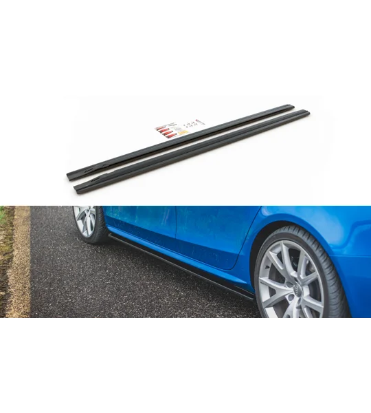 Audi A4 B8 Yrs 08-15 Gloss Black Side Skirt Diffusers Spats Splitter/Lips Maxton Design