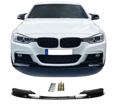 BMW F30 Yrs 11- Gloss Black M Performance Front Bumper Lip Plastic 2 Pc design