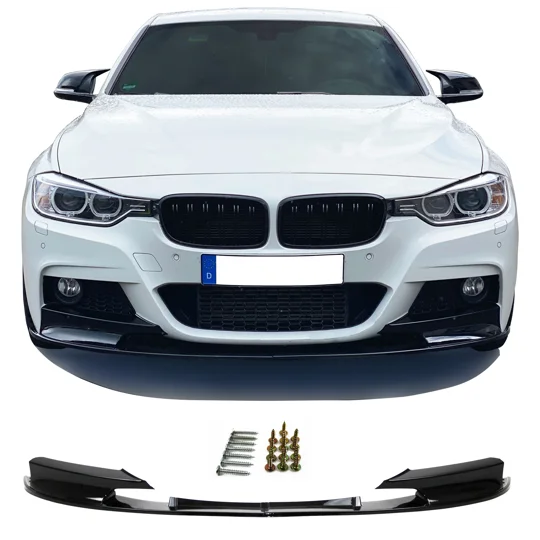 BMW F30 Yrs 11- Gloss Black M Performance Front Bumper Lip Plastic 2 Pc design