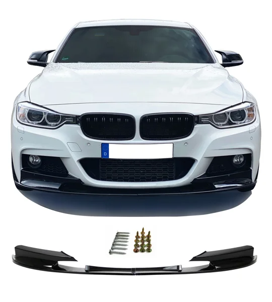 BMW F30 Yrs 11- Gloss Black M Performance Front Bumper Lip Plastic 2 Pc design