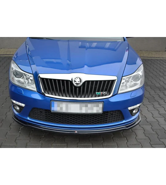 SKODA OCTAVIA RS MK2 FL MAXTON FRONT SPLITTER GLOSS BLACK