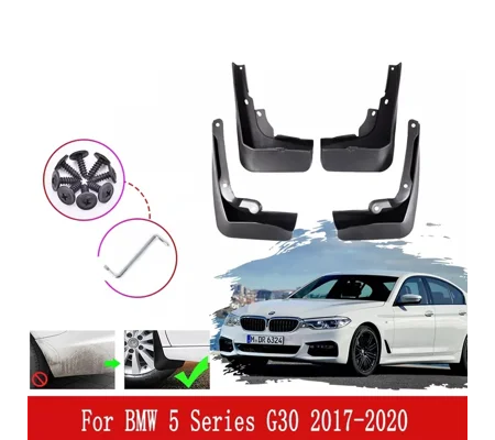 BMW G30 5 Series Yrs 18 - on 4pc Set Fitted Moulded Mudflaps