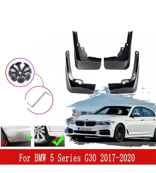 BMW G30 5 Series Yrs 18 - on 4pc Set Fitted Moulded Mudflaps
