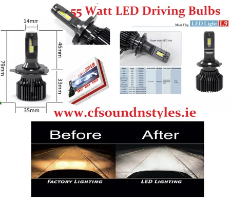 L9 55 Watt Led Driving Headlight Bulbs Error Free H1 H3 H4 H7 H11 HB4 HB3 H8