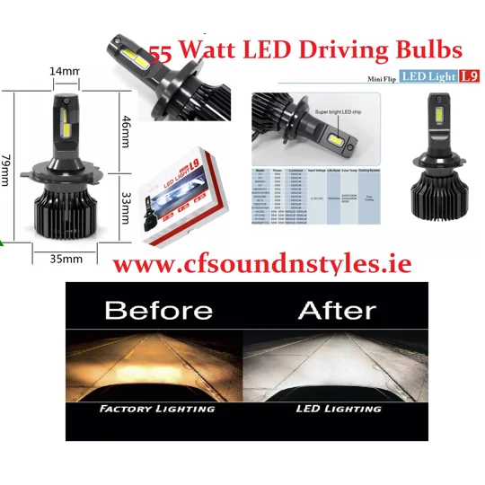 L9 55 Watt Led Driving Headlight Bulbs Error Free H1 H3 H4 H7 H11 HB4 HB3 H8