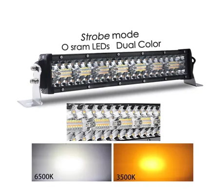 Dual Colour Amber / White Strobe /Spot Beam 4 Mode 22" LED Lightbar