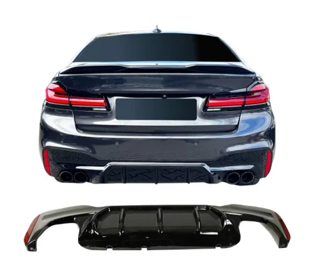 BMW 5 Series G30 LCI 2021 -24 M5 Gloss Black Rear Bumper Diffuser