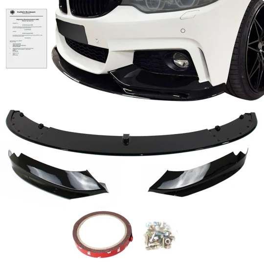 Front Bumper Spoiler Lip Gloss Black BMW 4 Series F32 F33 F36 Coupe Cabrio Grand Coupe M-Performance