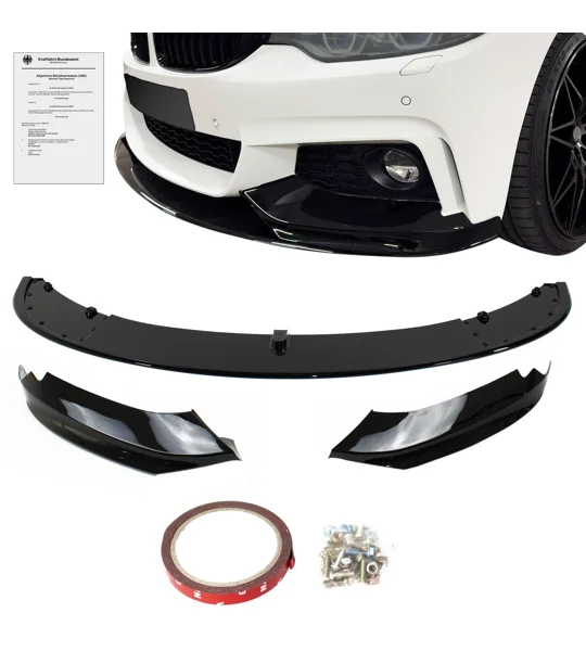Front Bumper Spoiler Lip Gloss Black BMW 4 Series F32 F33 F36 Coupe Cabrio Grand Coupe M-Performance