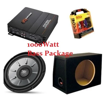 JBL SUBWOOFER Bass PACKAGE 1000watts JBL GT5-12 , Vibe 300 Watt amplifier, 10 Gauge Kit Zero