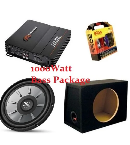 JBL SUBWOOFER Bass PACKAGE 1000watts JBL GT5-12 , Vibe 300 Watt amplifier, 10 Gauge Kit Zero