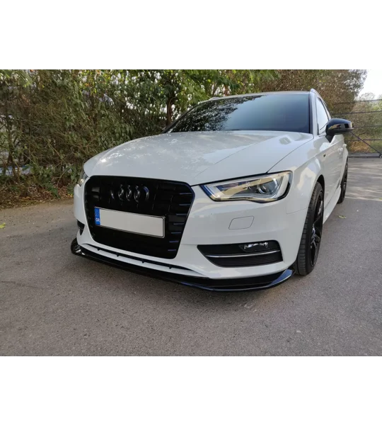 Audi A3 Yrs 12-16 Front Bumper Lip Spoiler Splitter Gloss Black