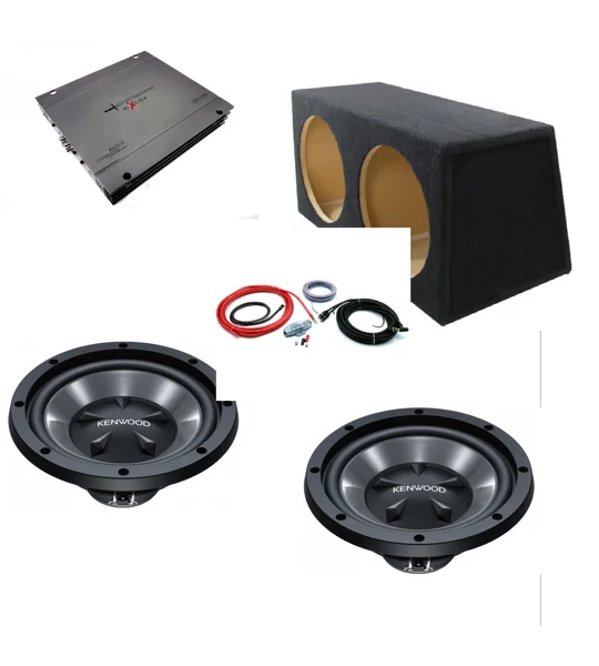 1600 Watt TWIN Kenwood Bass Package Subs x 2, Amplifier Wiring Kit & Carpeted Box