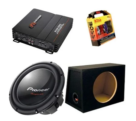 PIONEER TSW-311 1400Watt Sub, Pioneer Amplifier Wiring Kit & Sub Box