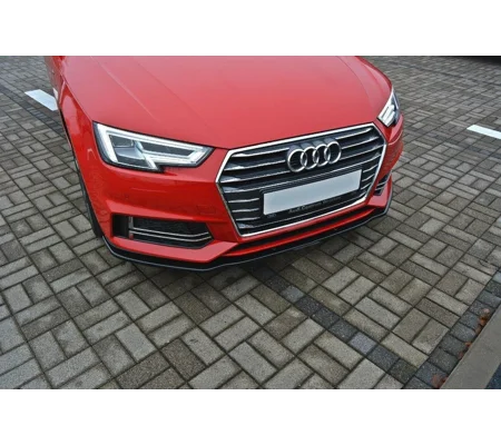 Audi A4 B9 Yrs 16-19 Maxton Design Gloss Black Front Bumper Lip Spoiler Splitter