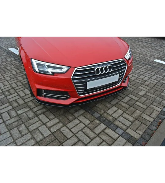 Audi A4 B9 Yrs 16-19 Maxton Design Gloss Black Front Bumper Lip Spoiler Splitter