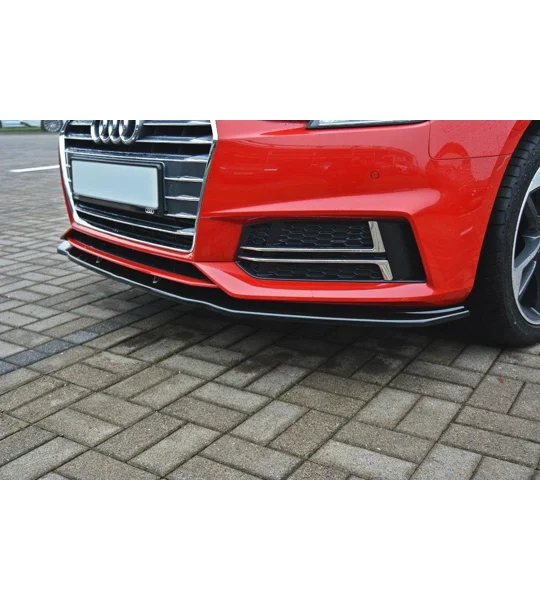 Audi A4 B9 Yrs 16-19 Maxton Design Gloss Black Front Bumper Lip Spoiler Splitter