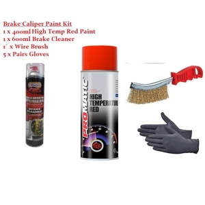 RED Brake Caliper Paint Kit Incls Cleaner Brush & Gloves
